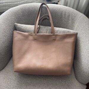 Cuyana Classic Easy Tote with Insert Cappuccino Color & Travel Case Cherry Color